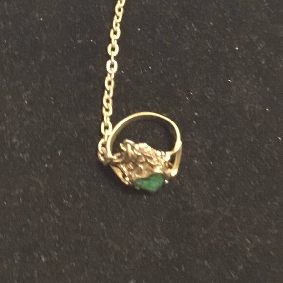 Vintage Turquoise inlay unicorn slave bracelet with chain & size 8 ring - Picture 4 of 7